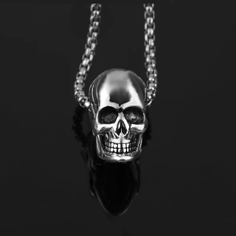 Horror Skull Head Pendant Men's Necklace New Fashion Sliding Metal Pendant Accessories Party Jewelry