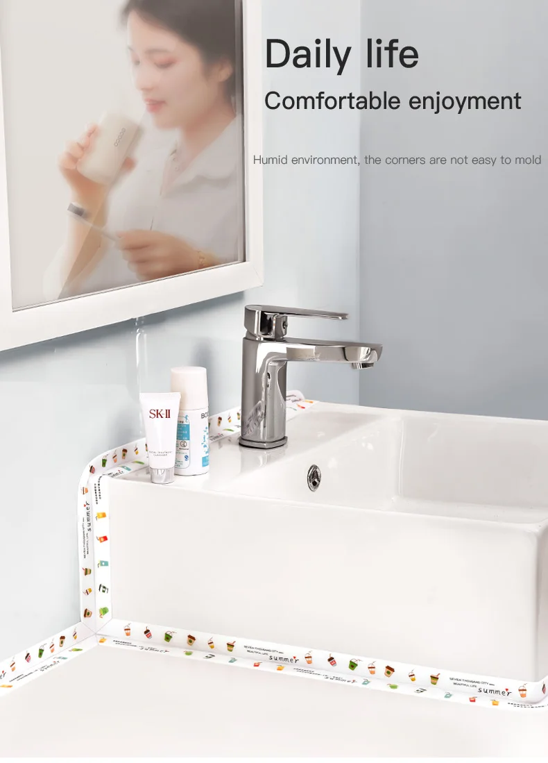 3.2Mx3.8CM Waterproof Bathroom Sink Sealing Strip Tape PVC Self Adhesive Mold Proof Wall Stickers for Kitchen Stove Toilet Gap
