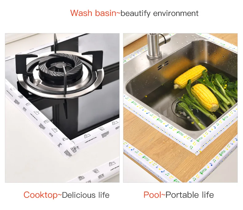 3.2Mx3.8CM Waterproof Bathroom Sink Sealing Strip Tape PVC Self Adhesive Mold Proof Wall Stickers for Kitchen Stove Toilet Gap