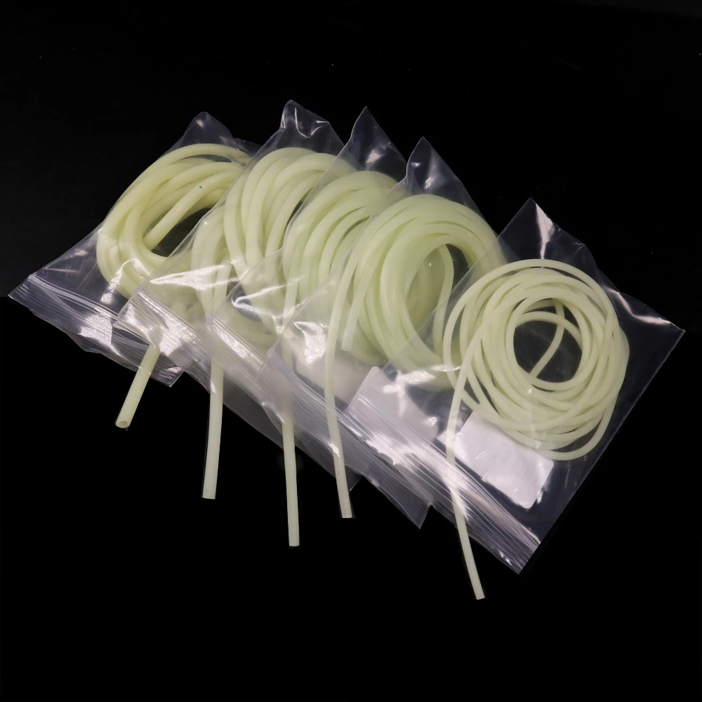 2M/Bag 5 Sizes Saltwater Fishing Sabiki Rig Protection Tube Soft Rubber White Luminous Green Sleeve High Brightness & Long Lumo