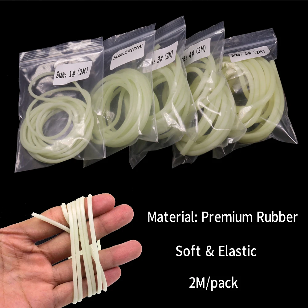 2M/Bag 5 Sizes Saltwater Fishing Sabiki Rig Protection Tube Soft Rubber White Luminous Green Sleeve High Brightness & Long Lumo