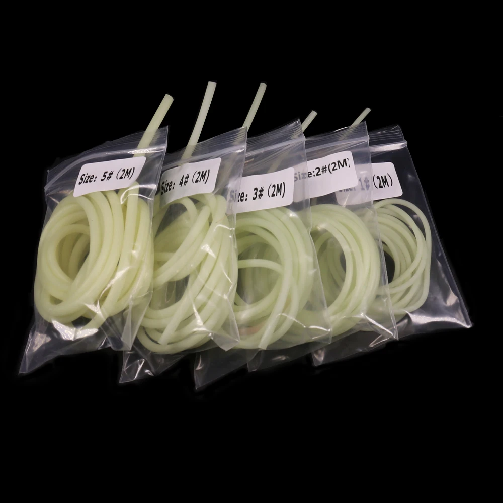 2M/Bag 5 Sizes Saltwater Fishing Sabiki Rig Protection Tube Soft Rubber White Luminous Green Sleeve High Brightness & Long Lumo