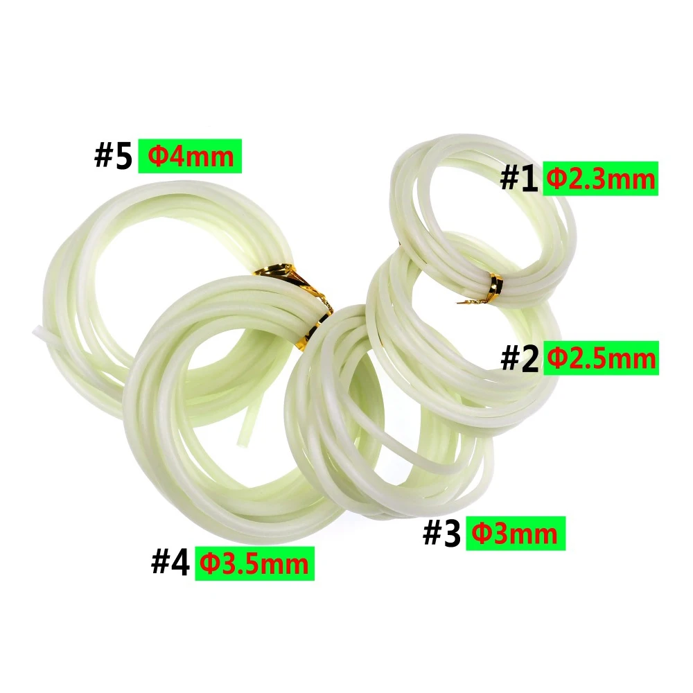 2M/Bag 5 Sizes Saltwater Fishing Sabiki Rig Protection Tube Soft Rubber White Luminous Green Sleeve High Brightness & Long Lumo