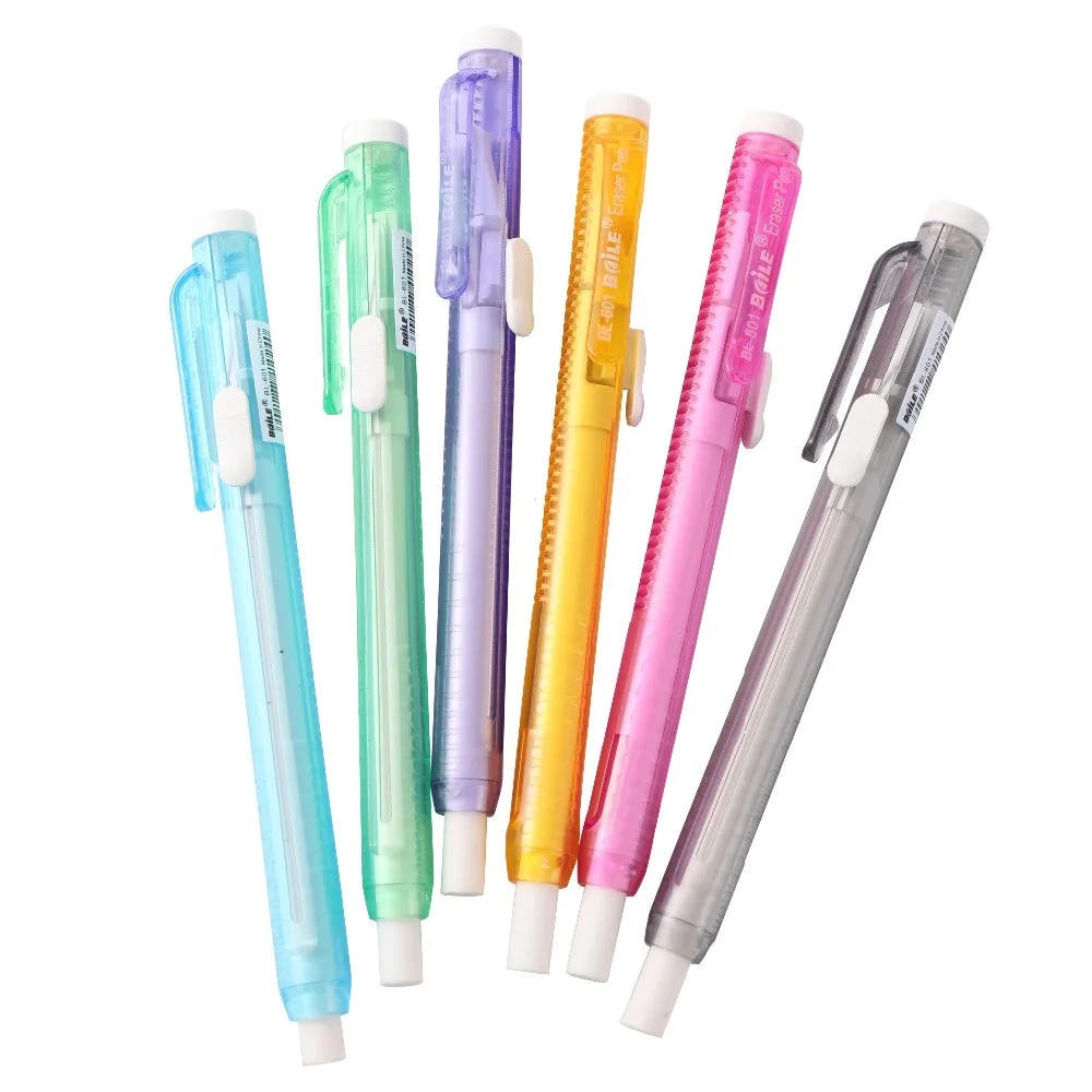 Pen Shaped Rubber Earsers School Stationery Novelty Pencil Eraser Office Accessories Kids Learning Supplies Gift 1 Pc