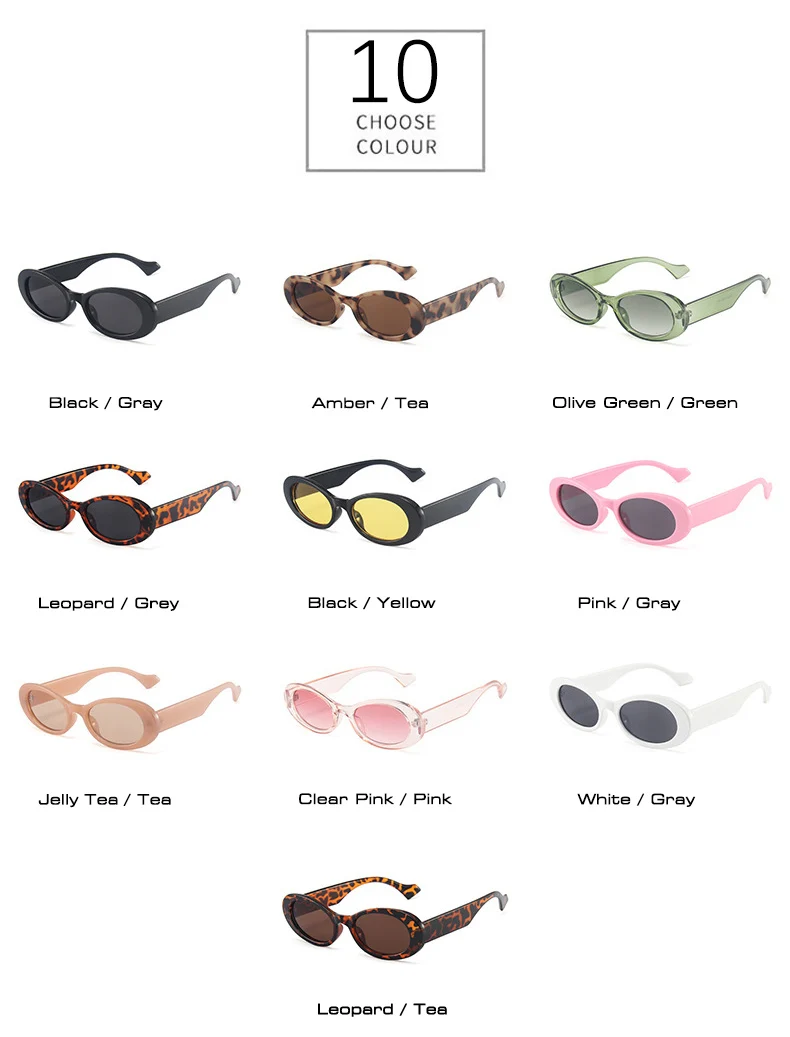 SO&EI Ins Popular Fashion Small Oval Sunglasses Women Vintage Leopard Jelly Color Eyewear Men Trending Sun Glasses Shades UV400