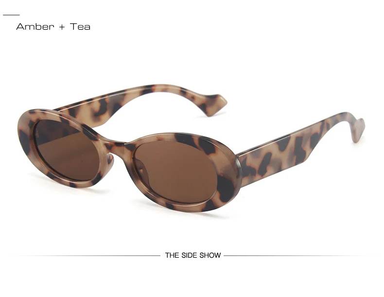 SO&EI Ins Popular Fashion Small Oval Sunglasses Women Vintage Leopard Jelly Color Eyewear Men Trending Sun Glasses Shades UV400