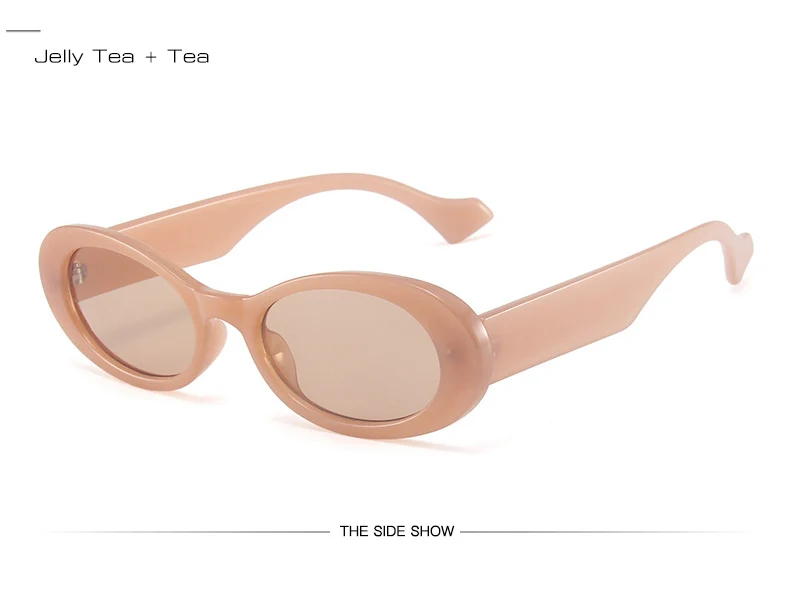 SO&EI Ins Popular Fashion Small Oval Sunglasses Women Vintage Leopard Jelly Color Eyewear Men Trending Sun Glasses Shades UV400