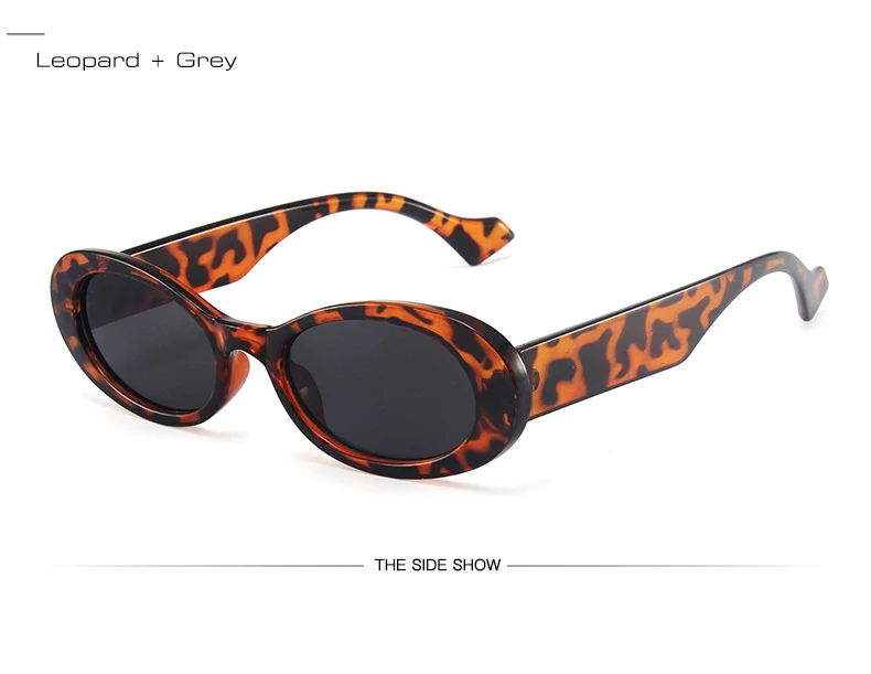 SO&EI Ins Popular Fashion Small Oval Sunglasses Women Vintage Leopard Jelly Color Eyewear Men Trending Sun Glasses Shades UV400