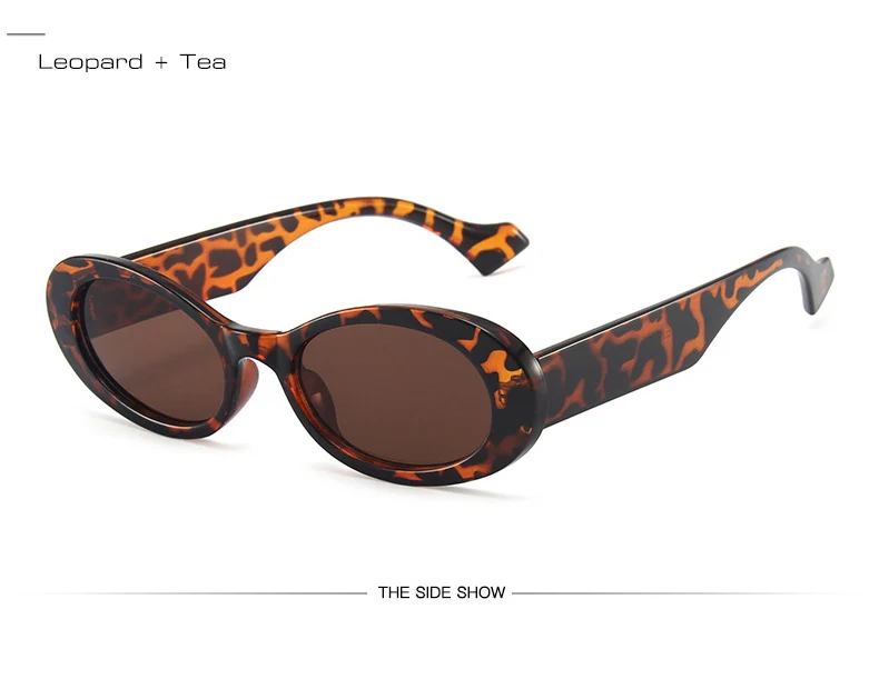 SO&EI Ins Popular Fashion Small Oval Sunglasses Women Vintage Leopard Jelly Color Eyewear Men Trending Sun Glasses Shades UV400