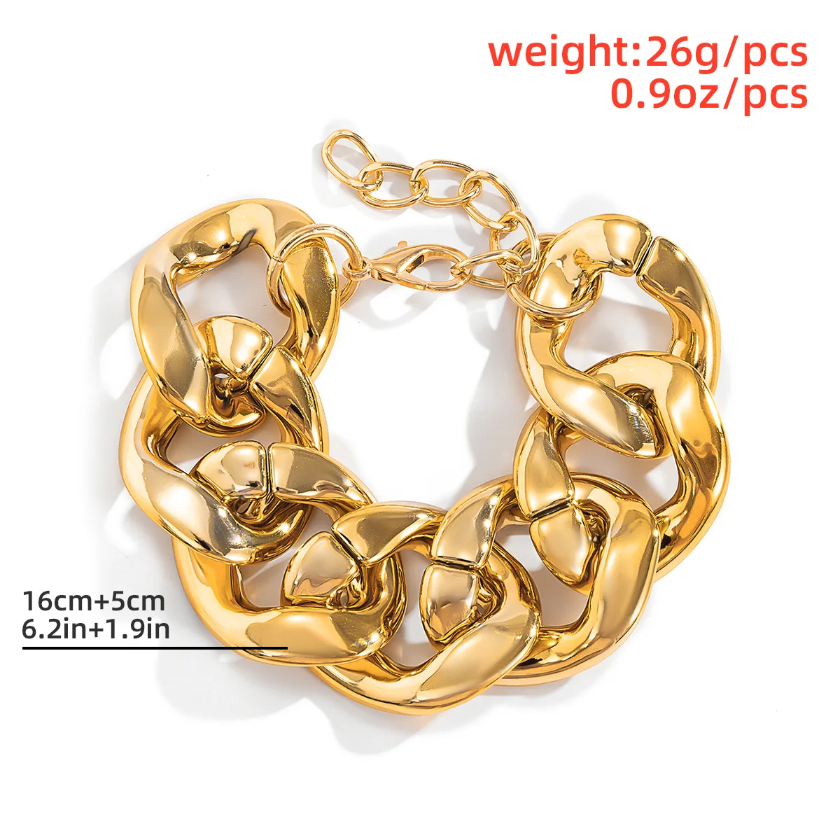 Retro Simple Hip Hop Thick Link Chain Bracelet Women's CCB Material Exaggerated Cool Twist Thicks Bracelets Glamour Girl Jewelry