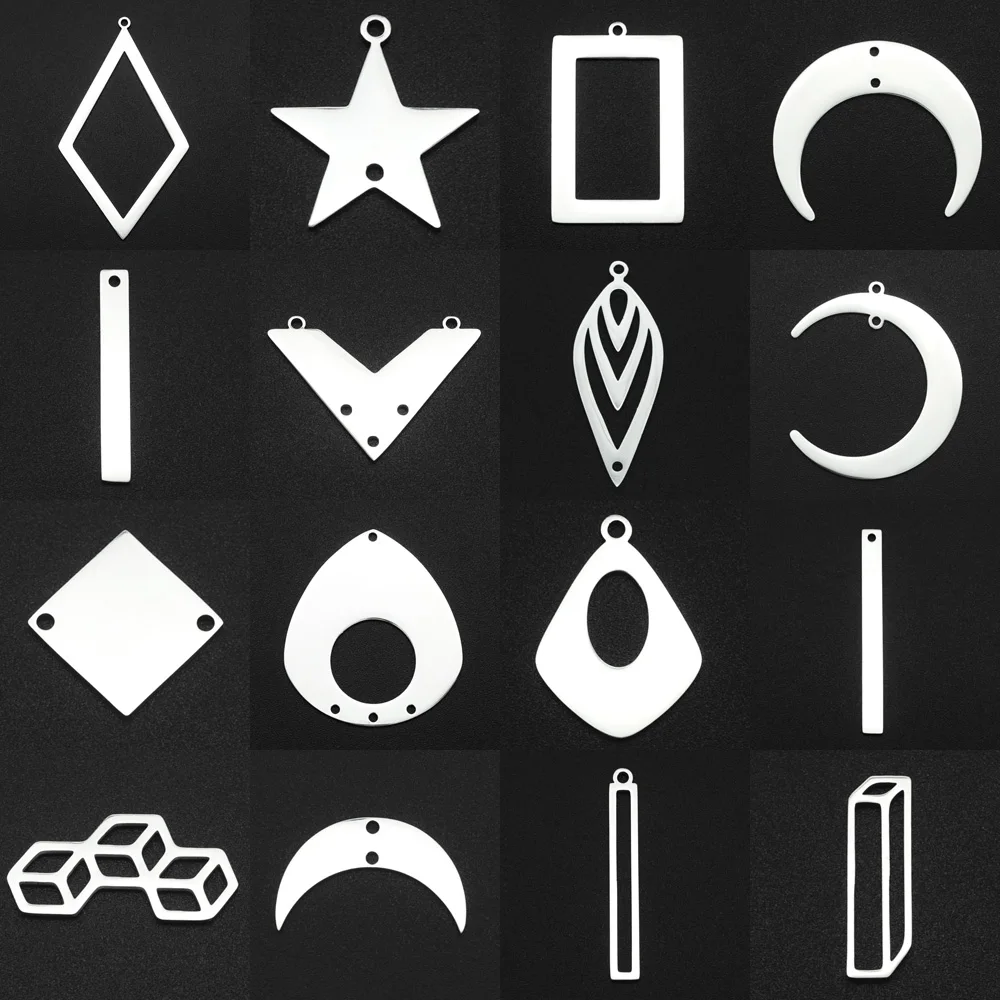10pcs/lot 316 Stainless Steel Geometric Moon Star Waterdrop DIY Earring Connector Charm Wholesale Factory Price