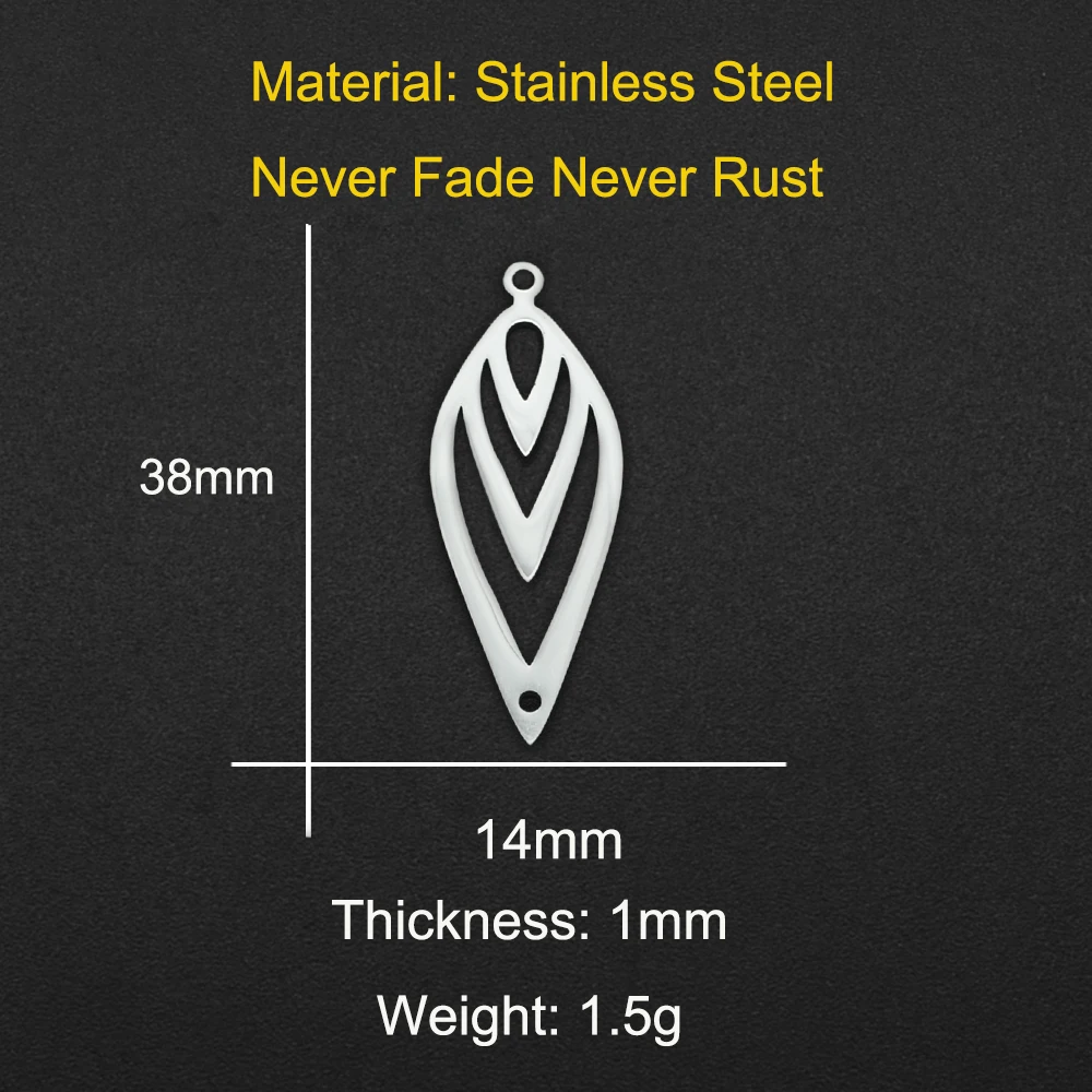 10pcs/lot 316 Stainless Steel Geometric Moon Star Waterdrop DIY Earring Connector Charm Wholesale Factory Price