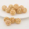 (2307)10PCS 10MM 15MM Hole 1MM 24K Gold Color Brass Matte Round Stud Earrings High Quality Jewelry Making Findings Accessories
