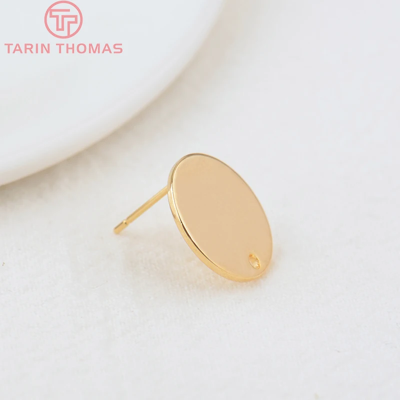 (2307)10PCS 10MM 15MM Hole 1MM 24K Gold Color Brass Matte Round Stud Earrings High Quality Jewelry Making Findings Accessories