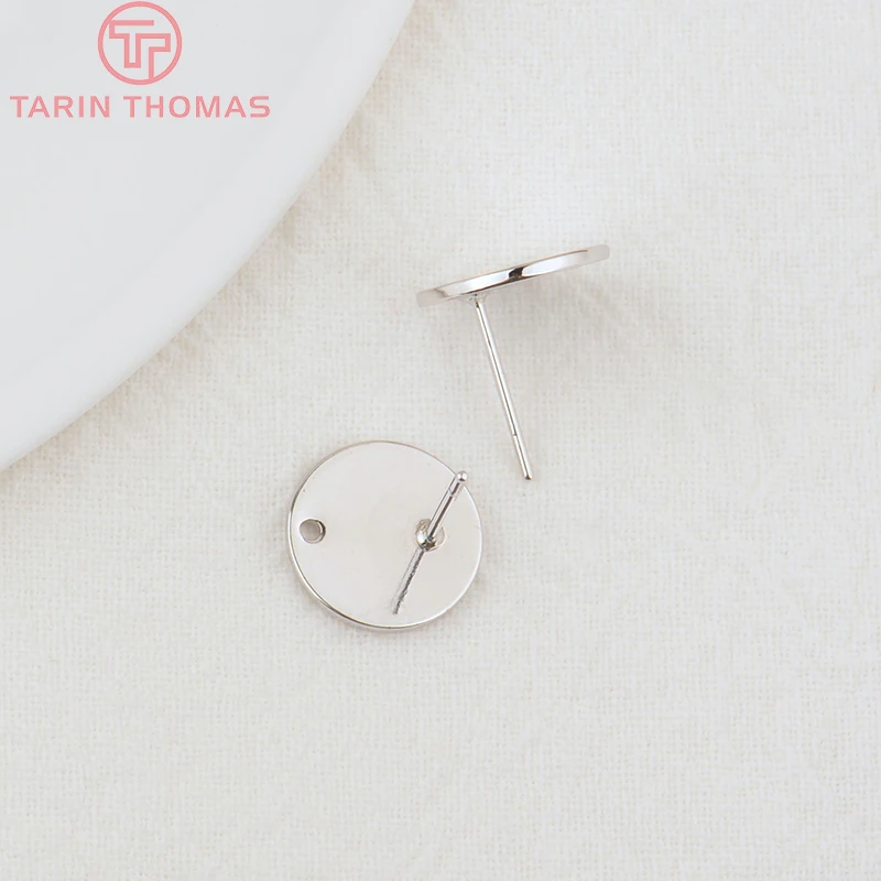 (2307)10PCS 10MM 15MM Hole 1MM 24K Gold Color Brass Matte Round Stud Earrings High Quality Jewelry Making Findings Accessories