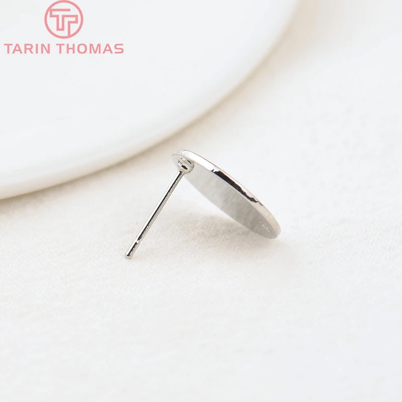 (2307)10PCS 10MM 15MM Hole 1MM 24K Gold Color Brass Matte Round Stud Earrings High Quality Jewelry Making Findings Accessories