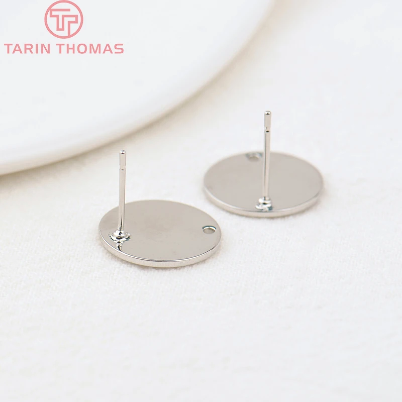 (2307)10PCS 10MM 15MM Hole 1MM 24K Gold Color Brass Matte Round Stud Earrings High Quality Jewelry Making Findings Accessories