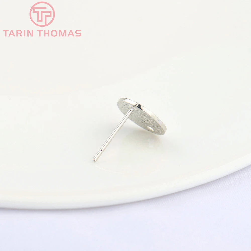 (2307)10PCS 10MM 15MM Hole 1MM 24K Gold Color Brass Matte Round Stud Earrings High Quality Jewelry Making Findings Accessories