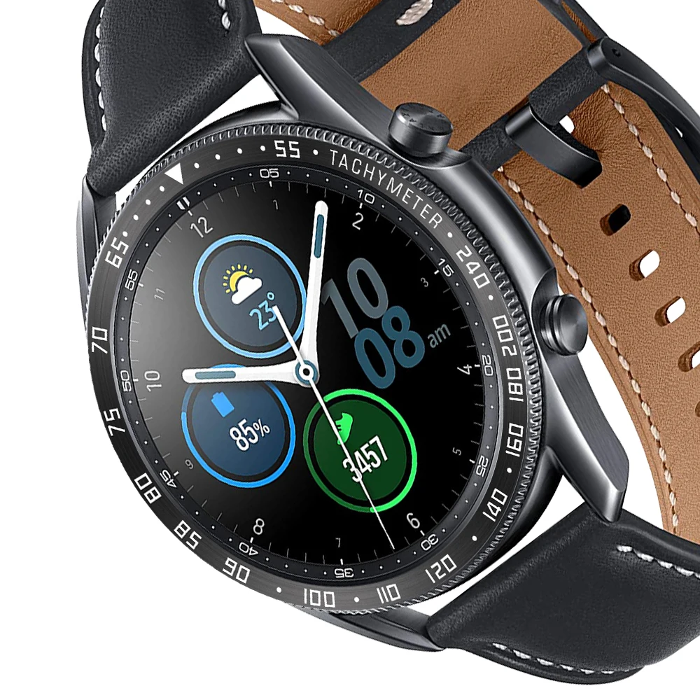 Stainless Steel smartwatch Cover For Samsung Galaxy Watch 3 45mm 41mm Dial Bezel Ring Adhesive AntiScratch protection metal case