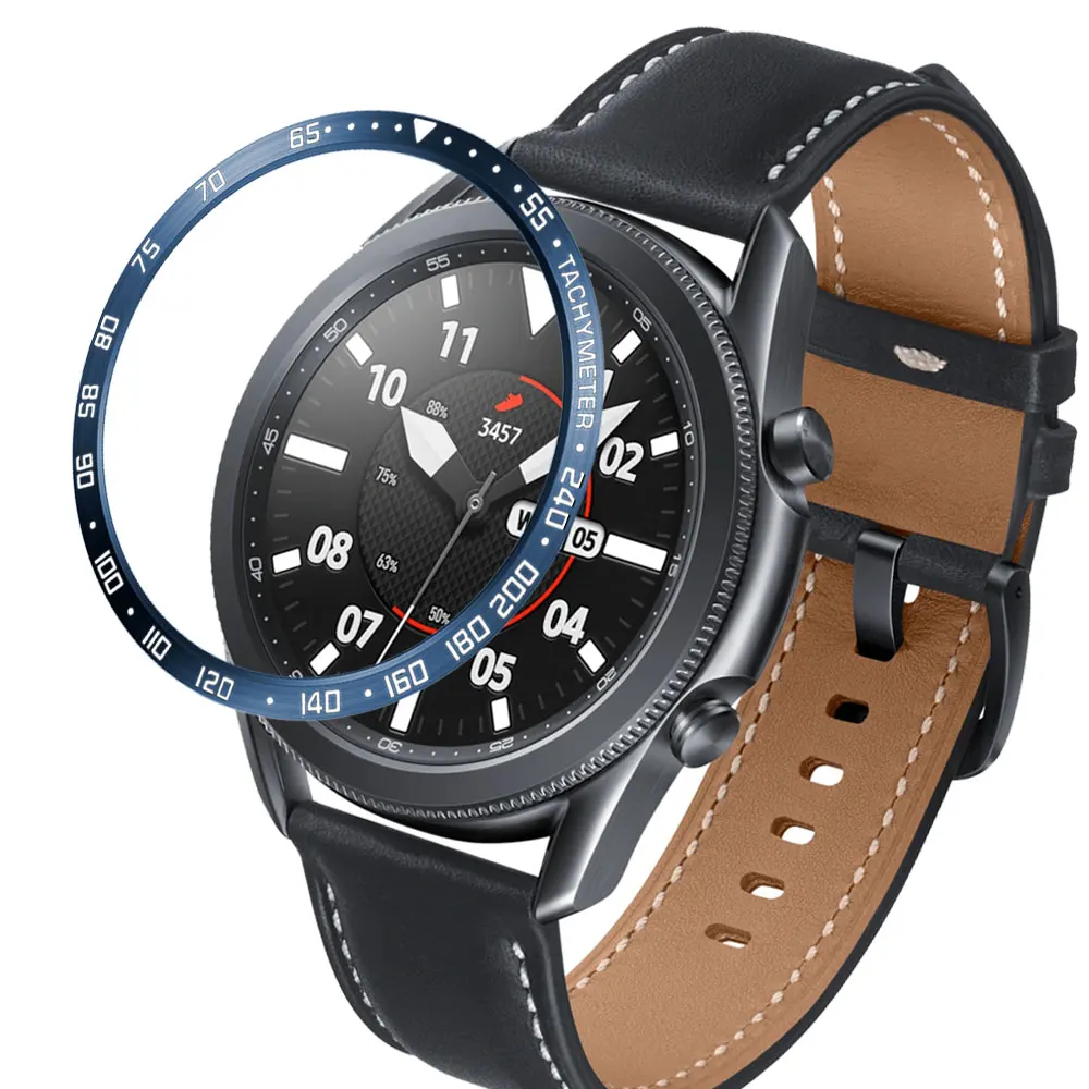 Stainless Steel smartwatch Cover For Samsung Galaxy Watch 3 45mm 41mm Dial Bezel Ring Adhesive AntiScratch protection metal case