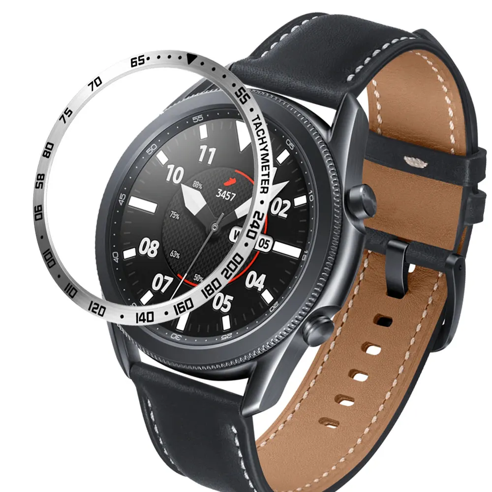 Stainless Steel smartwatch Cover For Samsung Galaxy Watch 3 45mm 41mm Dial Bezel Ring Adhesive AntiScratch protection metal case