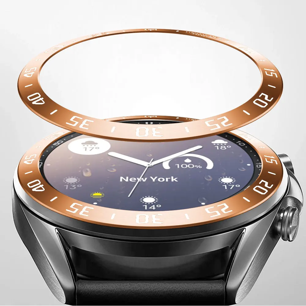 Stainless Steel smartwatch Cover For Samsung Galaxy Watch 3 45mm 41mm Dial Bezel Ring Adhesive AntiScratch protection metal case