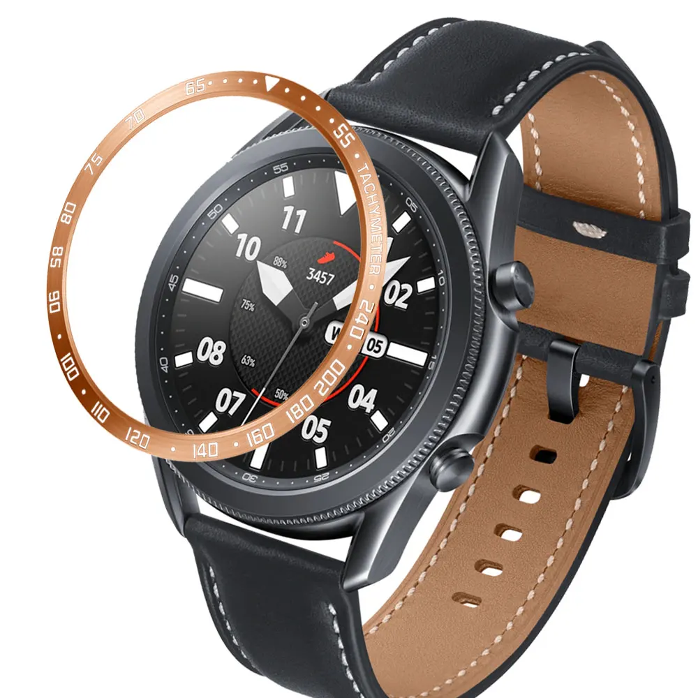 Stainless Steel smartwatch Cover For Samsung Galaxy Watch 3 45mm 41mm Dial Bezel Ring Adhesive AntiScratch protection metal case