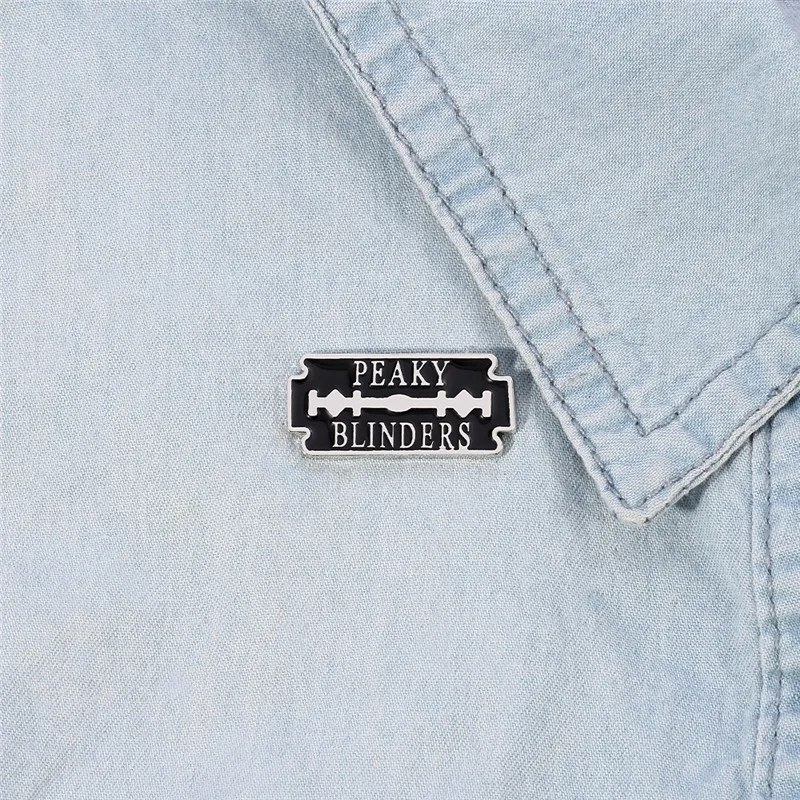 Peaky Blinder Fashion Razor Blade Pin Badge Metal Enamel Pins Brooch Backpack Accessory for Men Friends Fathers Gift