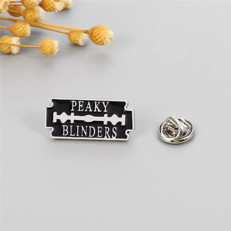 Peaky Blinder Fashion Razor Blade Pin Badge Metal Enamel Pins Brooch Backpack Accessory for Men Friends Fathers Gift