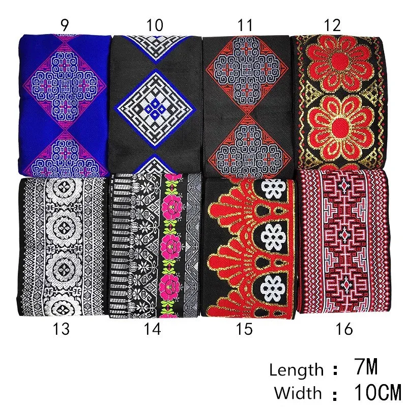 Embroidery Ethnic Jacquard Webbing Woven Tape Lace Ribbon Trim Width 10cm Tribal Boho DIY Garment Bag Accessories