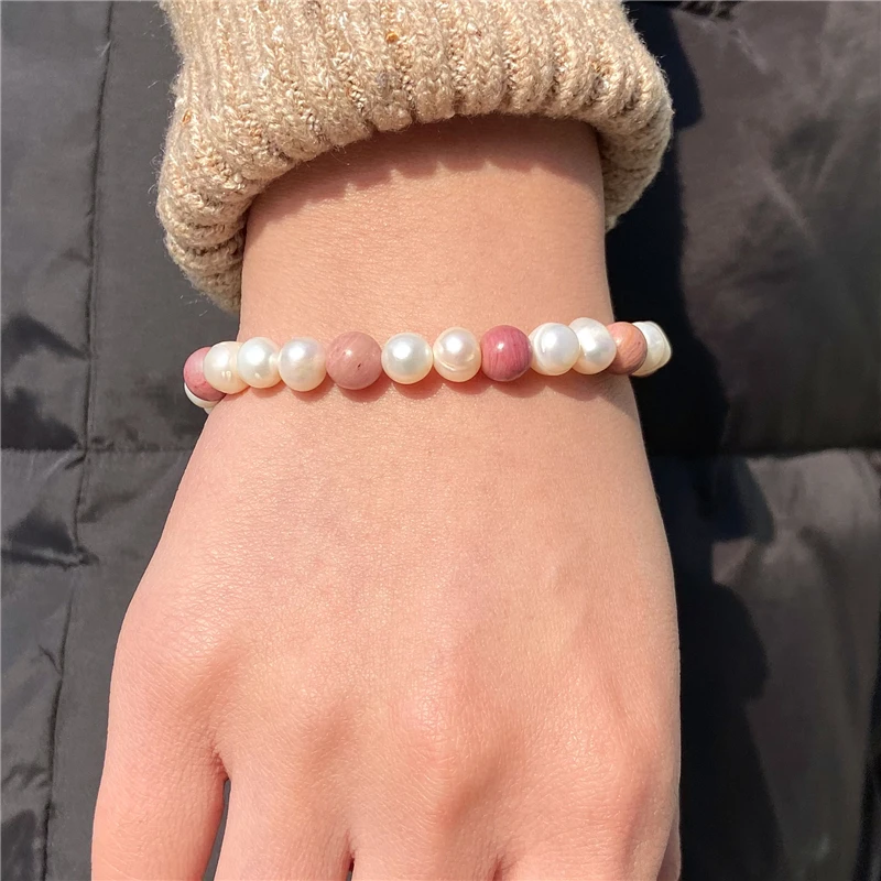 Natural Freshwater Pearl Bracelets Elegant Baroque Pearls Beaded Bracelet for Women Men Elastic Chain Fine Jewelry Wedding Gifts