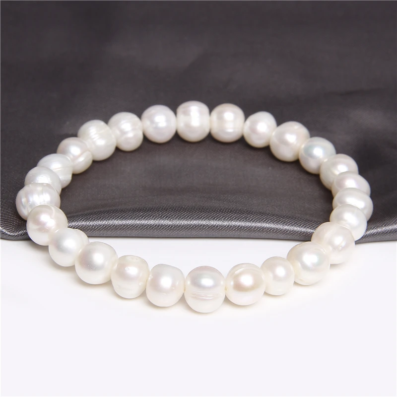 Natural Freshwater Pearl Bracelets Elegant Baroque Pearls Beaded Bracelet for Women Men Elastic Chain Fine Jewelry Wedding Gifts