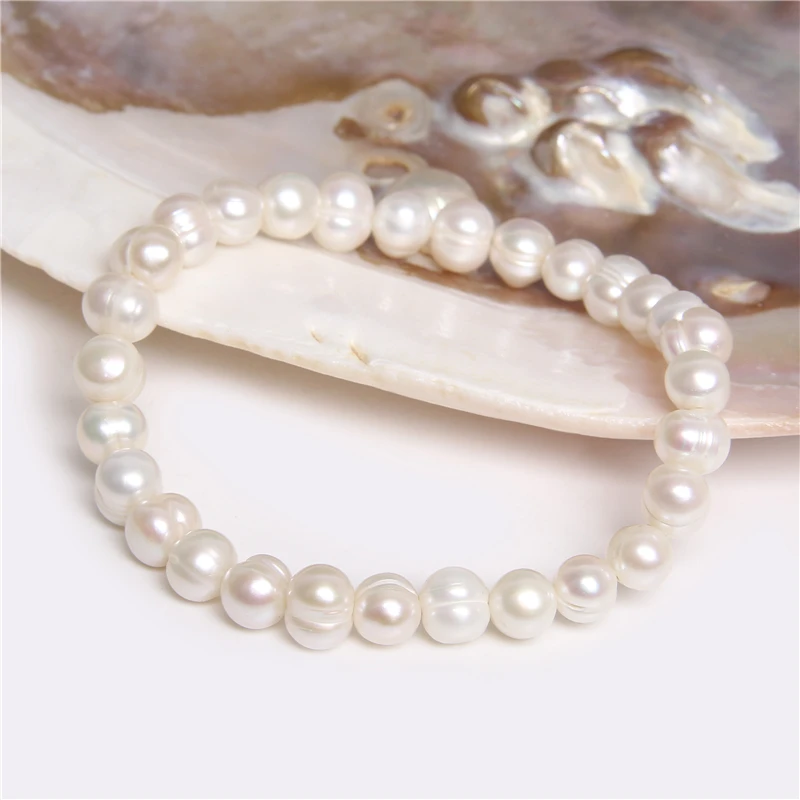 Natural Freshwater Pearl Bracelets Elegant Baroque Pearls Beaded Bracelet for Women Men Elastic Chain Fine Jewelry Wedding Gifts