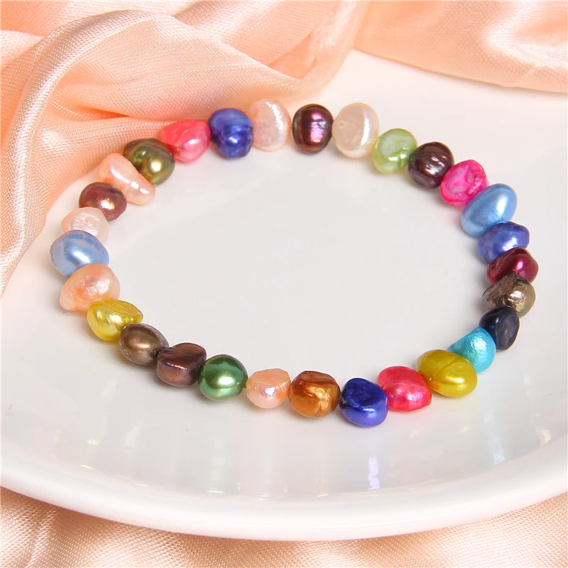 Natural Freshwater Pearl Bracelets Elegant Baroque Pearls Beaded Bracelet for Women Men Elastic Chain Fine Jewelry Wedding Gifts