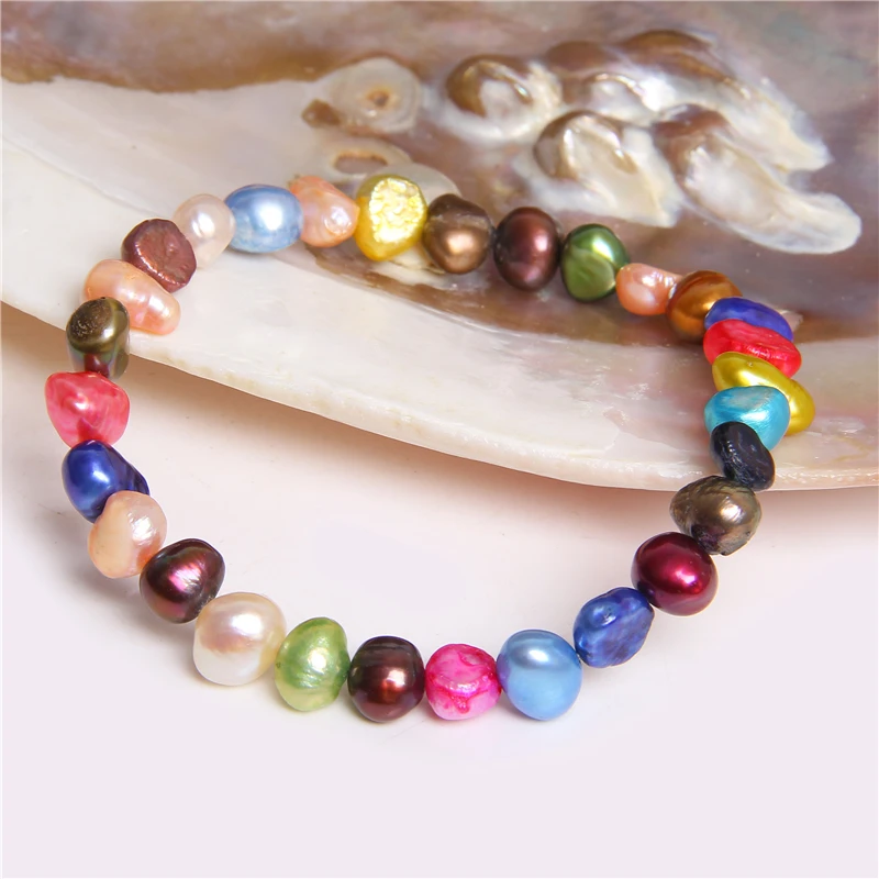 Natural Freshwater Pearl Bracelets Elegant Baroque Pearls Beaded Bracelet for Women Men Elastic Chain Fine Jewelry Wedding Gifts