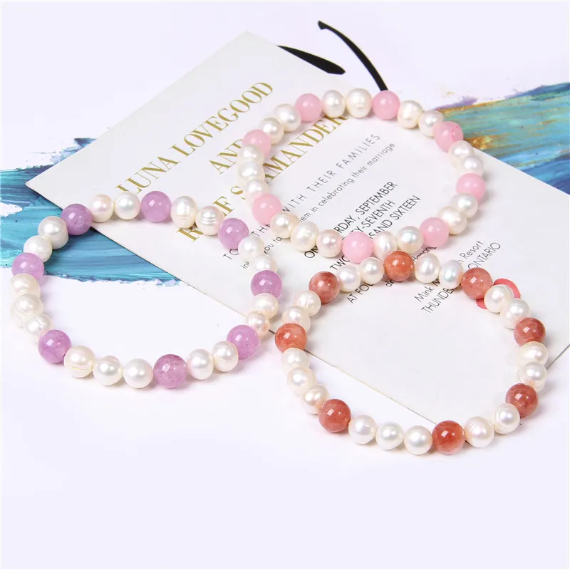 Natural Freshwater Pearl Bracelets Elegant Baroque Pearls Beaded Bracelet for Women Men Elastic Chain Fine Jewelry Wedding Gifts