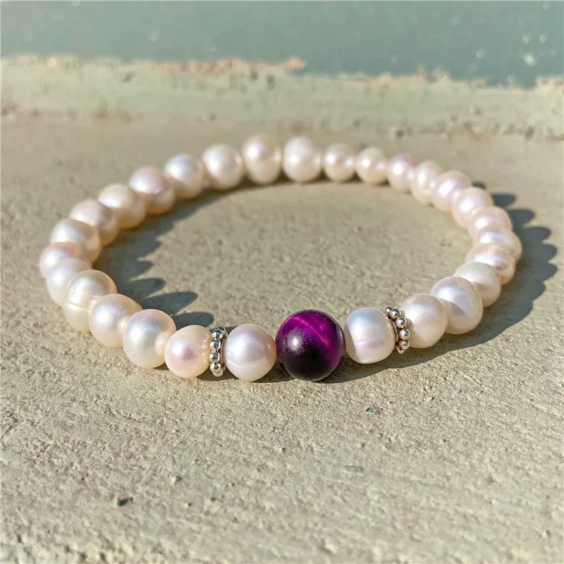 Natural Freshwater Pearl Bracelets Elegant Baroque Pearls Beaded Bracelet for Women Men Elastic Chain Fine Jewelry Wedding Gifts