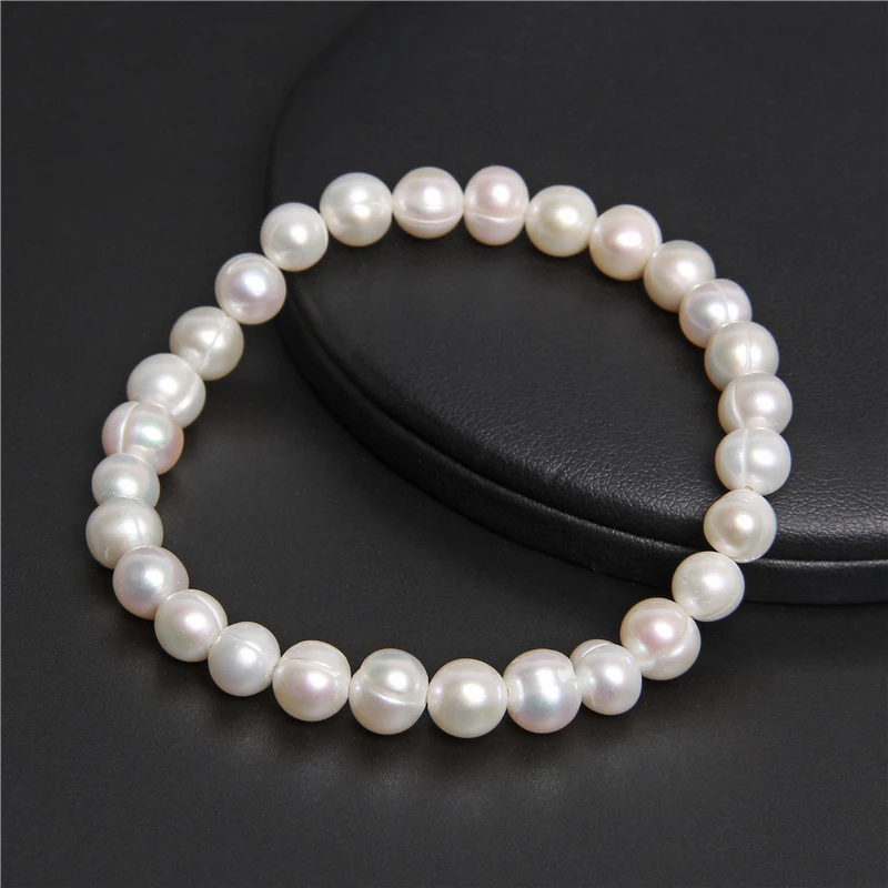 Natural Freshwater Pearl Bracelets Elegant Baroque Pearls Beaded Bracelet for Women Men Elastic Chain Fine Jewelry Wedding Gifts