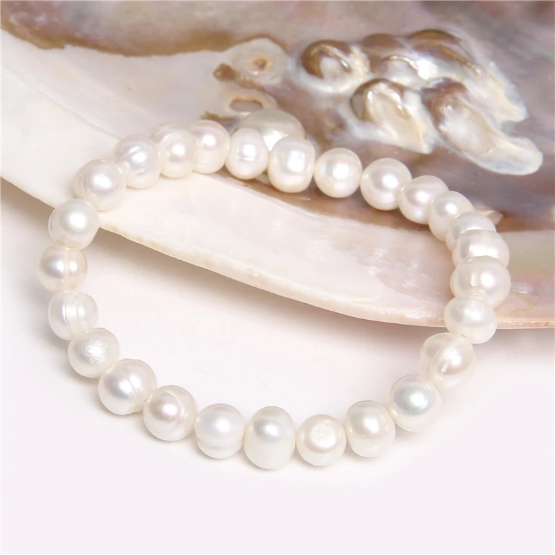 Natural Freshwater Pearl Bracelets Elegant Baroque Pearls Beaded Bracelet for Women Men Elastic Chain Fine Jewelry Wedding Gifts