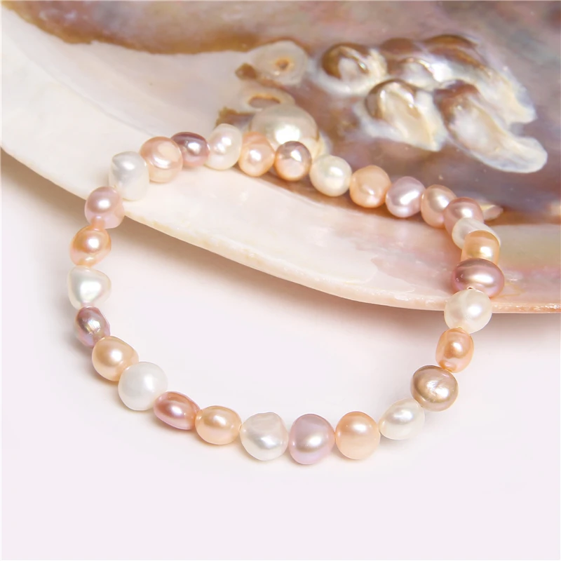 Natural Freshwater Pearl Bracelets Elegant Baroque Pearls Beaded Bracelet for Women Men Elastic Chain Fine Jewelry Wedding Gifts