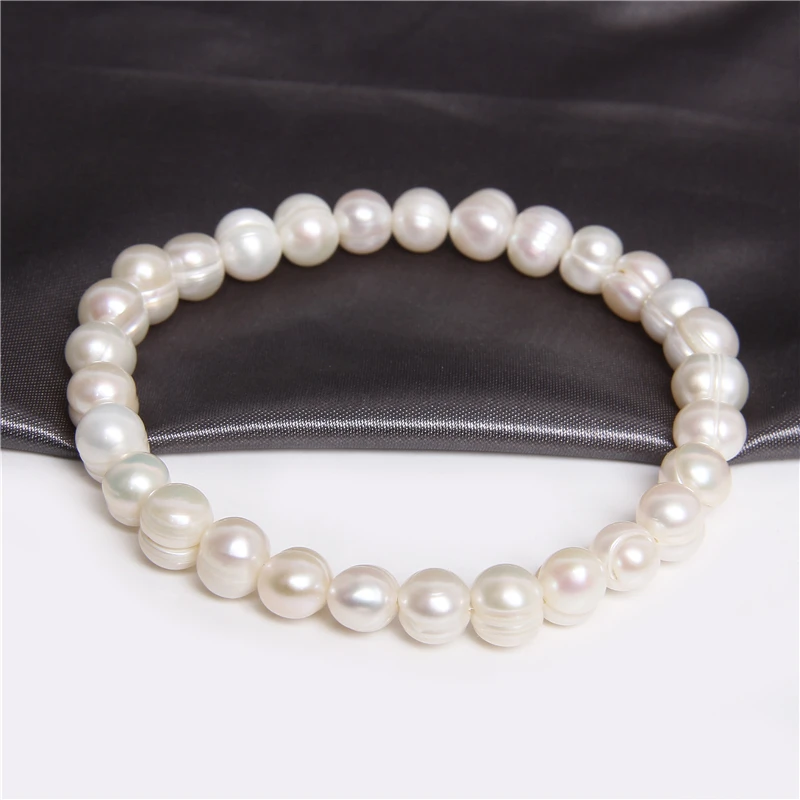 Natural Freshwater Pearl Bracelets Elegant Baroque Pearls Beaded Bracelet for Women Men Elastic Chain Fine Jewelry Wedding Gifts