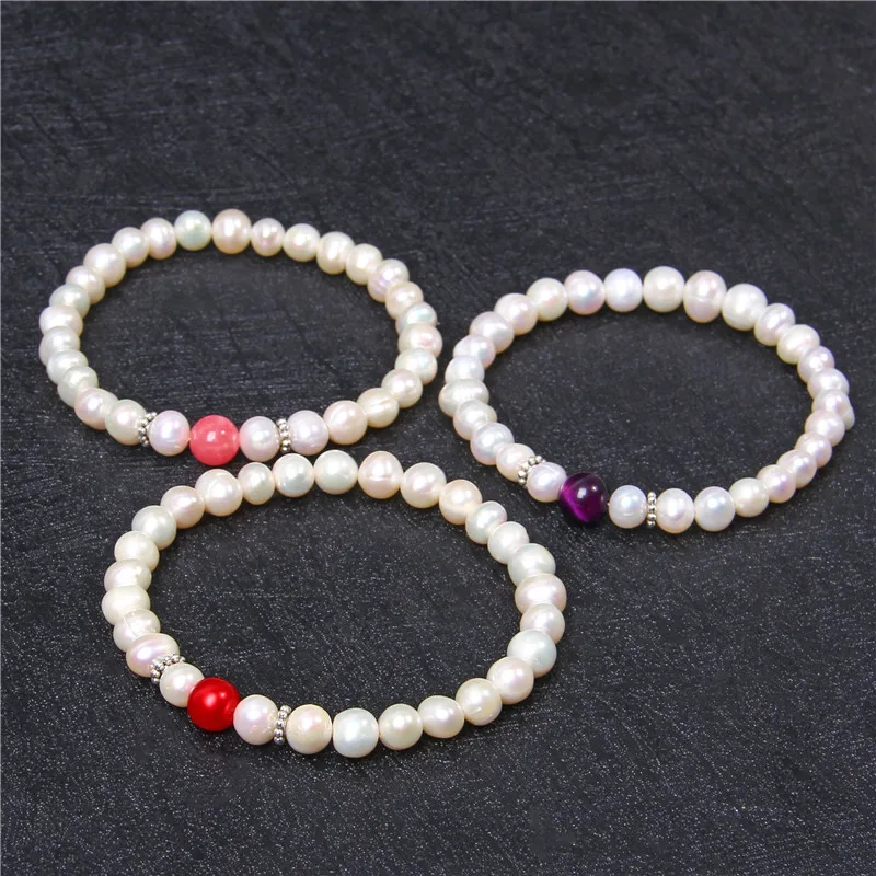 Natural Freshwater Pearl Bracelets Elegant Baroque Pearls Beaded Bracelet for Women Men Elastic Chain Fine Jewelry Wedding Gifts