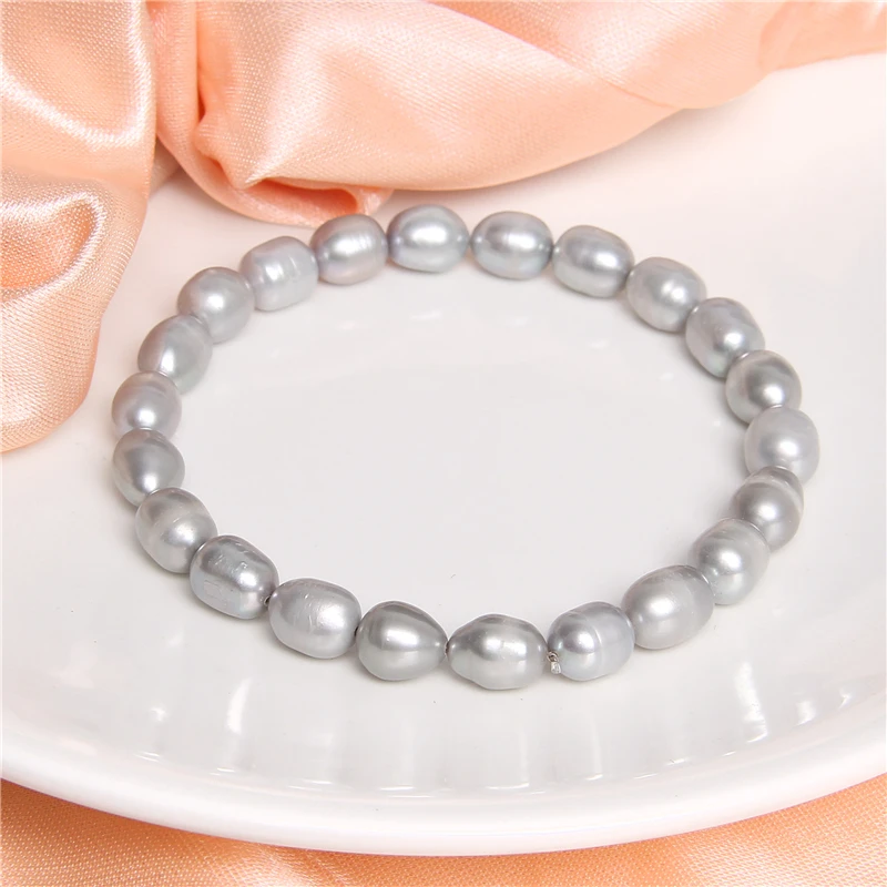 Natural Freshwater Pearl Bracelets Elegant Baroque Pearls Beaded Bracelet for Women Men Elastic Chain Fine Jewelry Wedding Gifts