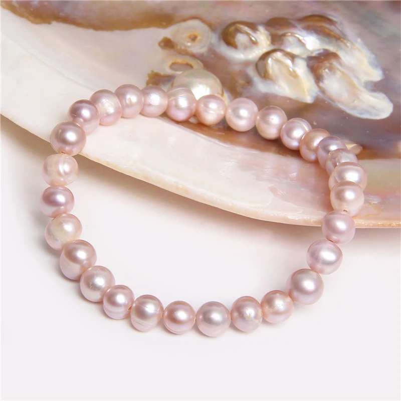 Natural Freshwater Pearl Bracelets Elegant Baroque Pearls Beaded Bracelet for Women Men Elastic Chain Fine Jewelry Wedding Gifts