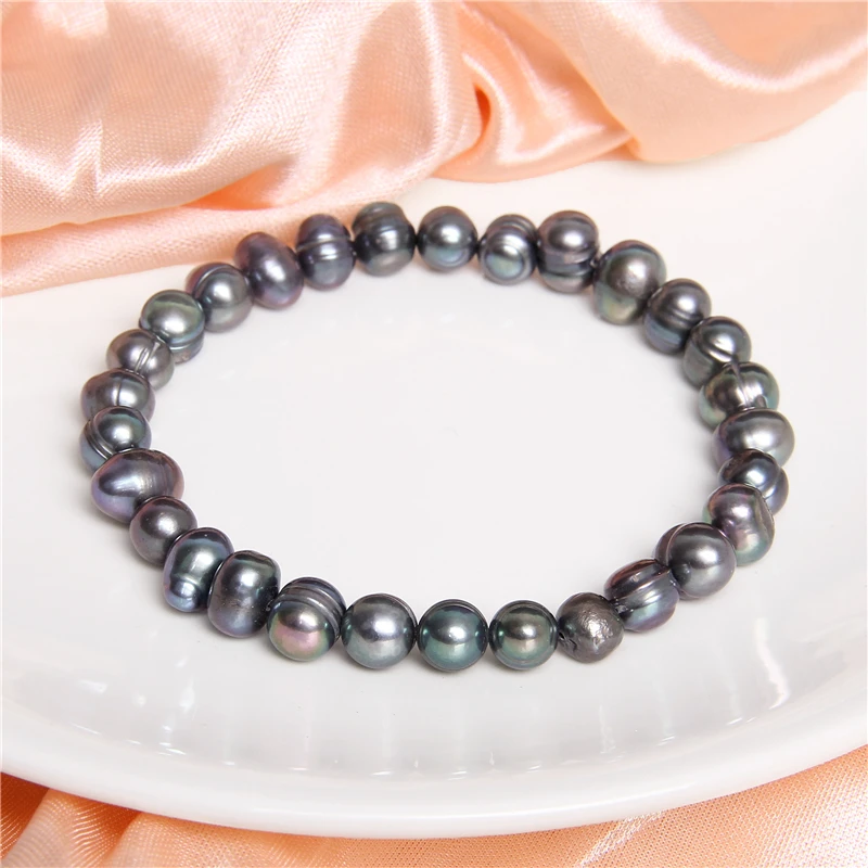Natural Freshwater Pearl Bracelets Elegant Baroque Pearls Beaded Bracelet for Women Men Elastic Chain Fine Jewelry Wedding Gifts