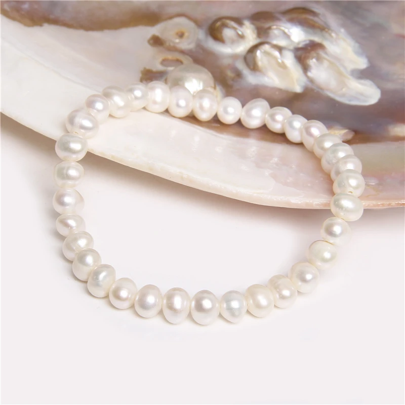 Natural Freshwater Pearl Bracelets Elegant Baroque Pearls Beaded Bracelet for Women Men Elastic Chain Fine Jewelry Wedding Gifts