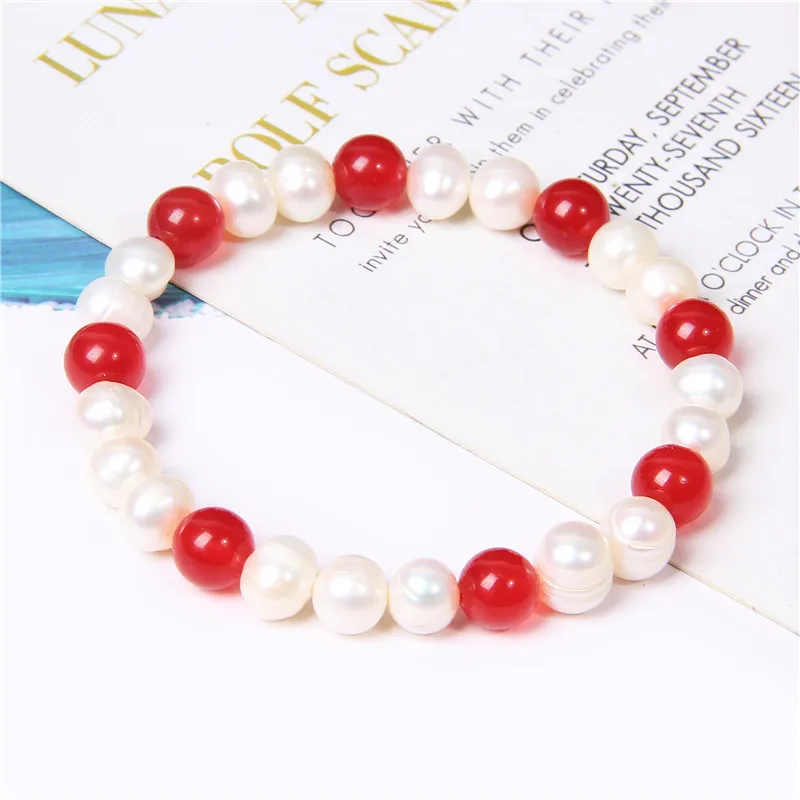 Natural Freshwater Pearl Bracelets Elegant Baroque Pearls Beaded Bracelet for Women Men Elastic Chain Fine Jewelry Wedding Gifts