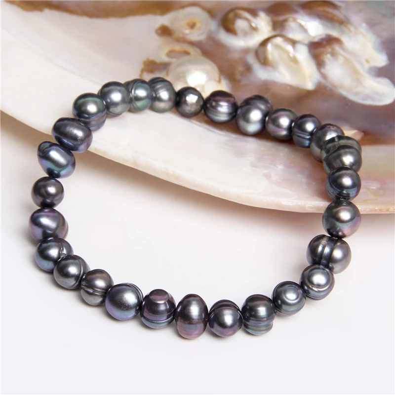 Natural Freshwater Pearl Bracelets Elegant Baroque Pearls Beaded Bracelet for Women Men Elastic Chain Fine Jewelry Wedding Gifts