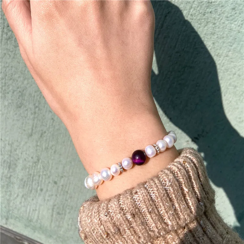 Natural Freshwater Pearl Bracelets Elegant Baroque Pearls Beaded Bracelet for Women Men Elastic Chain Fine Jewelry Wedding Gifts