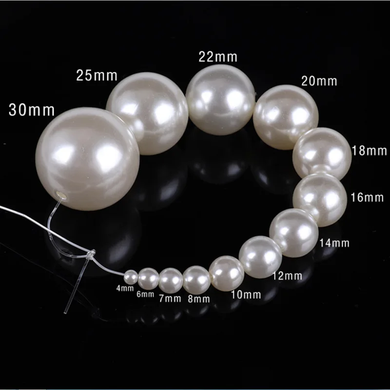 10-1000Pcs Imitation Pearl 3/4/6/8/10/12/14/16mm Straight Holes Beige Round Acrylic Loose Beads Pearl Spacer Beads DIY Craft